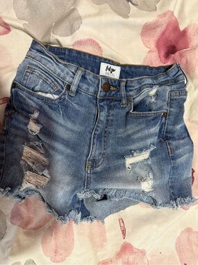 tokyo Darling Light Blue Distressed Denim Cutoff Shorts